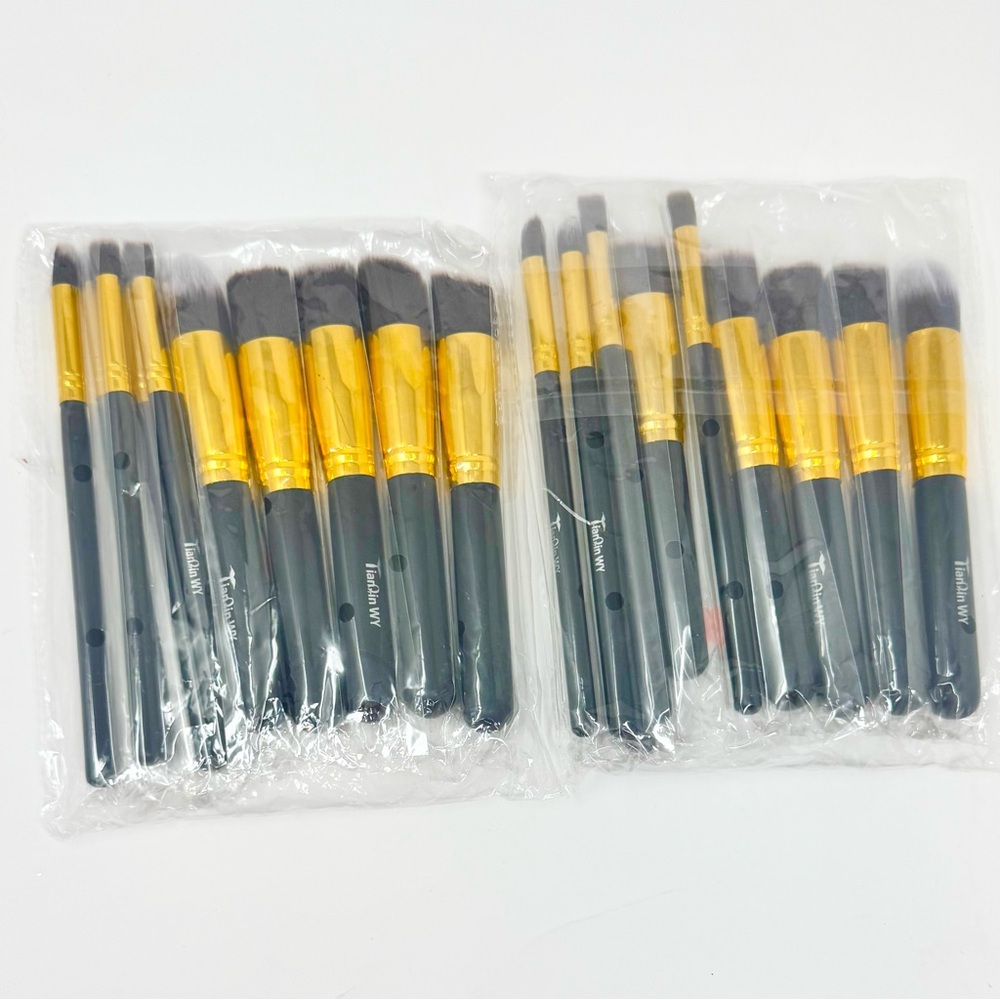2 sets of Gold and Black Makeup Brush Sets